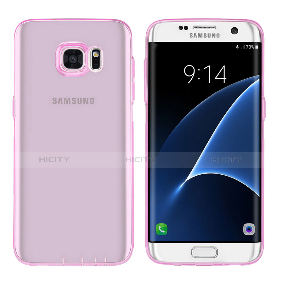 Custodia Silicone Trasparente Ultra Sottile Morbida T07 per Samsung Galaxy S7 Edge G935F Rosa