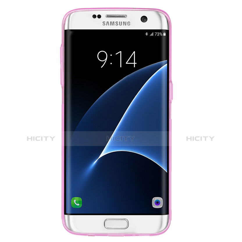 Custodia Silicone Trasparente Ultra Sottile Morbida T07 per Samsung Galaxy S7 Edge G935F Rosa