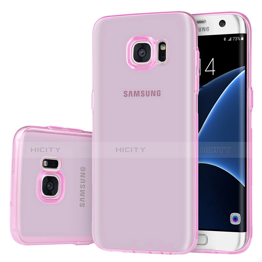 Custodia Silicone Trasparente Ultra Sottile Morbida T07 per Samsung Galaxy S7 Edge G935F Rosa