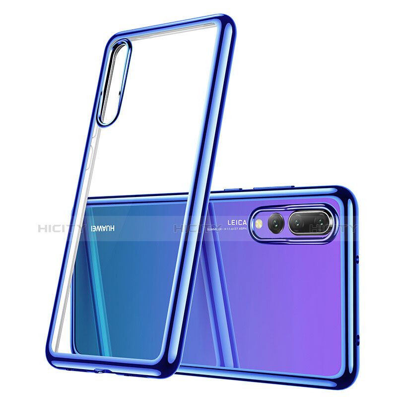 Custodia Silicone Trasparente Ultra Sottile Morbida T08 per Huawei P20 Pro Blu