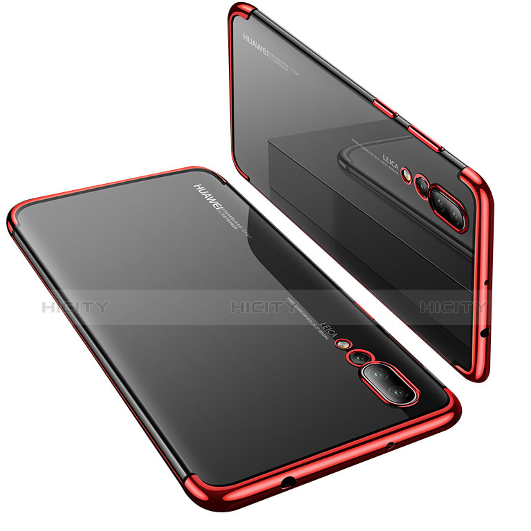 Custodia Silicone Trasparente Ultra Sottile Morbida T10 per Huawei P20 Pro Rosso