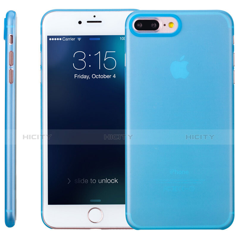 Custodia Silicone Trasparente Ultra Sottile Morbida T11 per Apple iPhone 8 Plus Blu