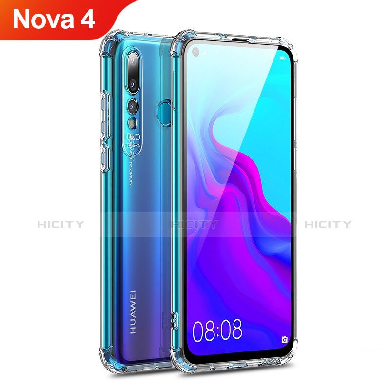 Custodia Silicone Trasparente Ultra Sottile Morbida T14 per Huawei Nova 4 Rosso