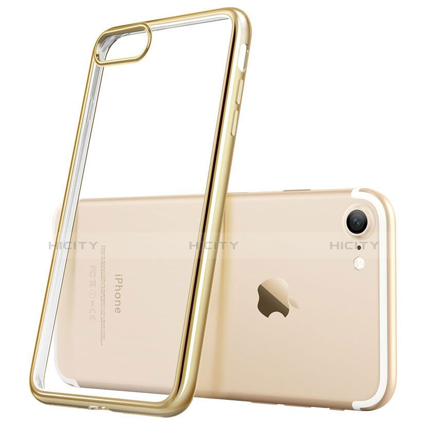 Custodia Silicone Trasparente Ultra Sottile Morbida T18 per Apple iPhone 8 Oro