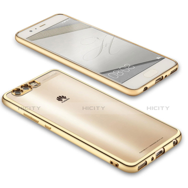 Custodia Silicone Trasparente Ultra Sottile Morbida U02 per Huawei P10 Oro