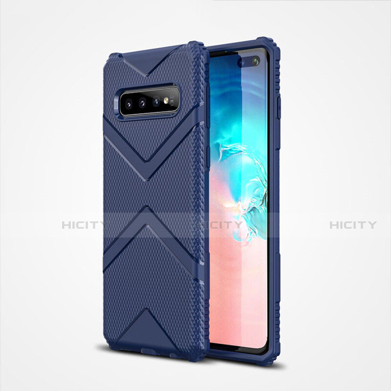 Custodia Silicone Ultra Sottile Morbida 360 Gradi Cover C04 per Samsung Galaxy S10 Plus Blu