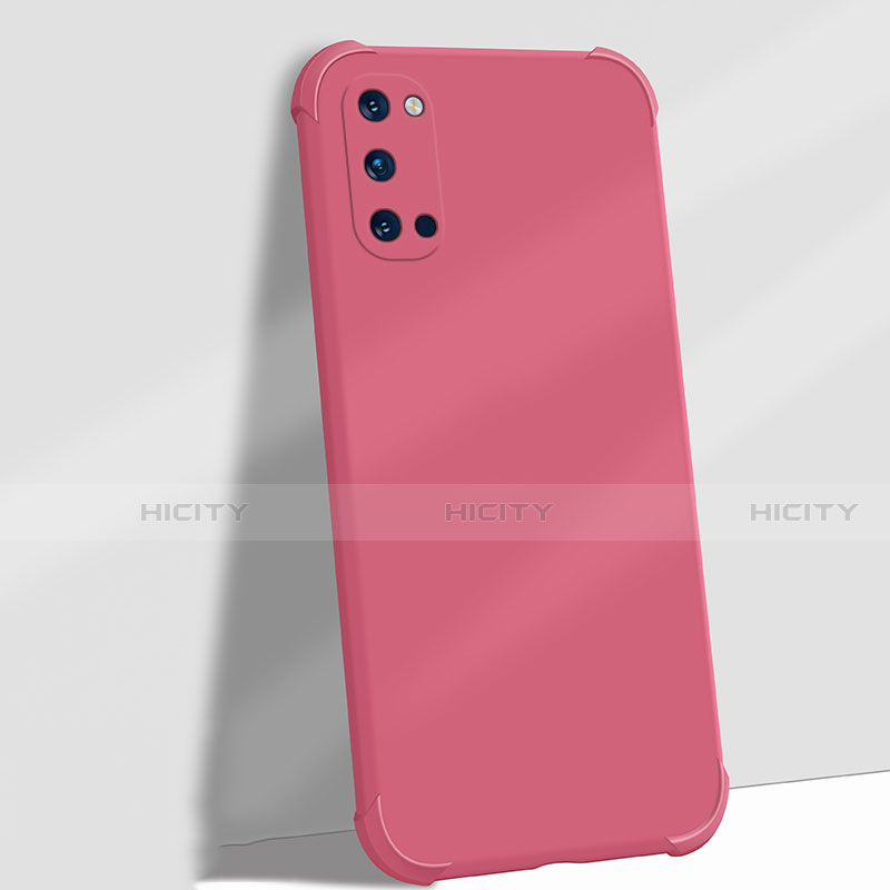 Custodia Silicone Ultra Sottile Morbida 360 Gradi Cover C06 per Oppo Reno4 5G Rosso Rosa