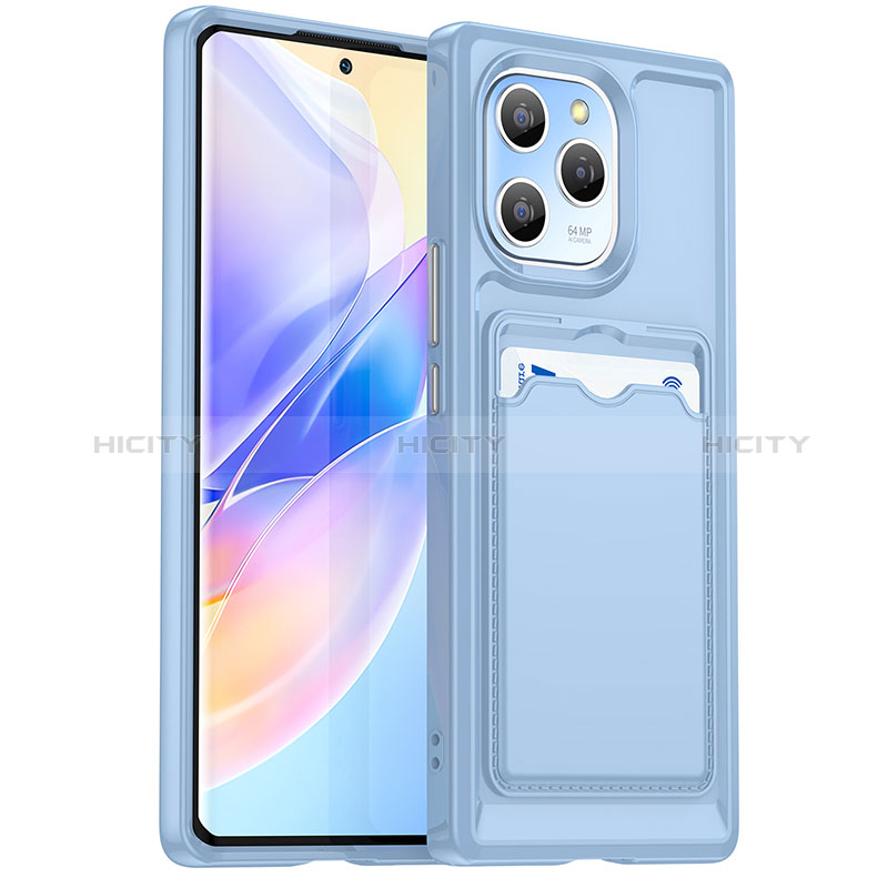 Custodia Silicone Ultra Sottile Morbida 360 Gradi Cover HD1 per Huawei Honor 60 SE 5G Cielo Blu