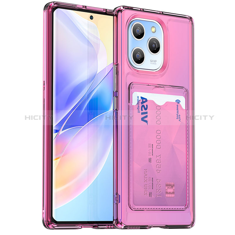 Custodia Silicone Ultra Sottile Morbida 360 Gradi Cover HD1 per Huawei Honor 60 SE 5G Rosa Caldo