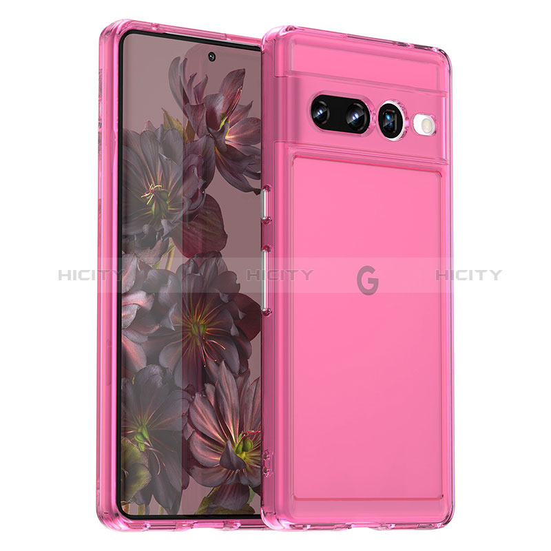 Custodia Silicone Ultra Sottile Morbida 360 Gradi Cover J02S per Google Pixel 7 Pro 5G Rosa Caldo