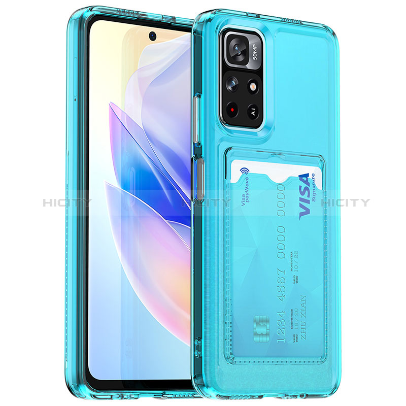 Custodia Silicone Ultra Sottile Morbida 360 Gradi Cover J02S per Xiaomi Redmi Note 11 5G Cielo Blu