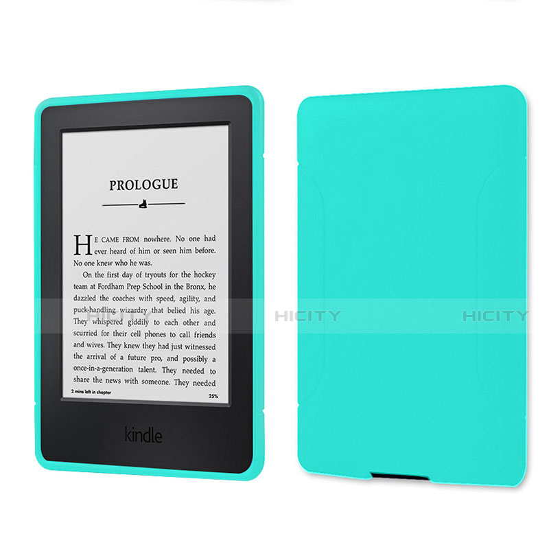 Custodia Silicone Ultra Sottile Morbida 360 Gradi Cover per Amazon Kindle 6 inch Ciano