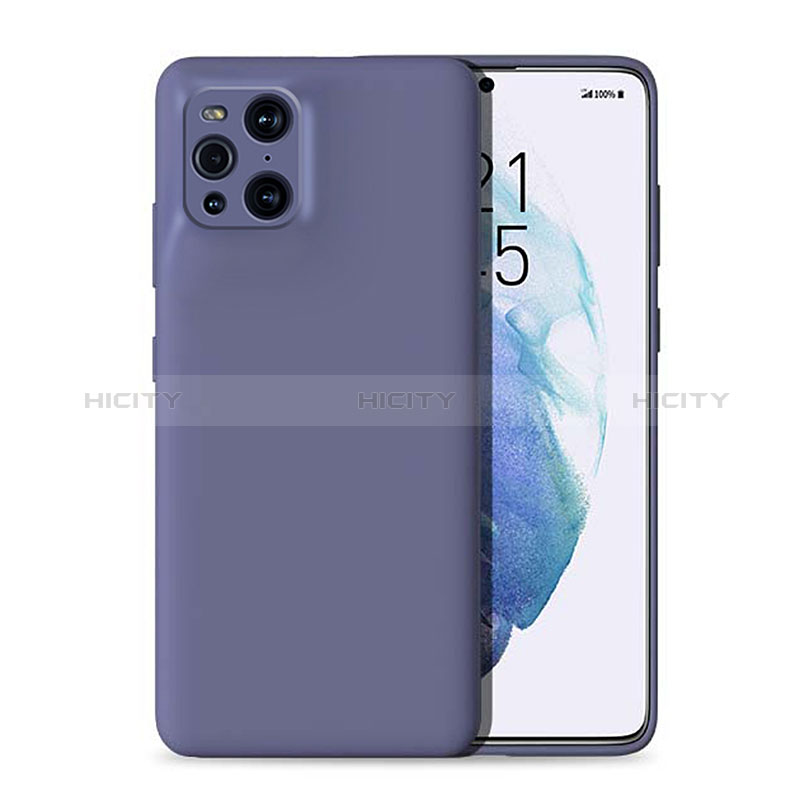 Custodia Silicone Ultra Sottile Morbida 360 Gradi Cover per Oppo Find X3 5G Grigio Lavanda