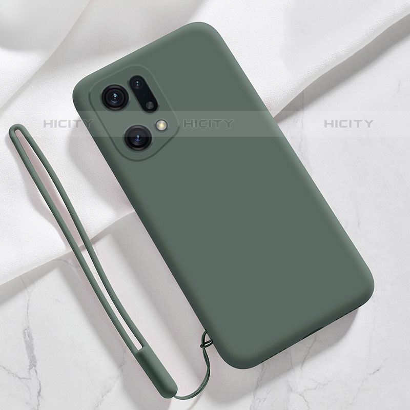 Custodia Silicone Ultra Sottile Morbida 360 Gradi Cover per Oppo Find X5 Pro 5G Verde Notte