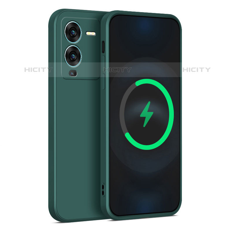 Custodia Silicone Ultra Sottile Morbida 360 Gradi Cover per Vivo V25 Pro 5G Verde Notte