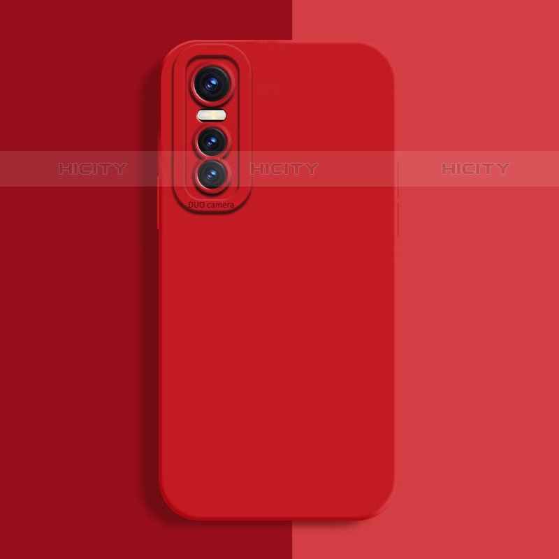 Custodia Silicone Ultra Sottile Morbida 360 Gradi Cover per Vivo Y73s 5G Rosso