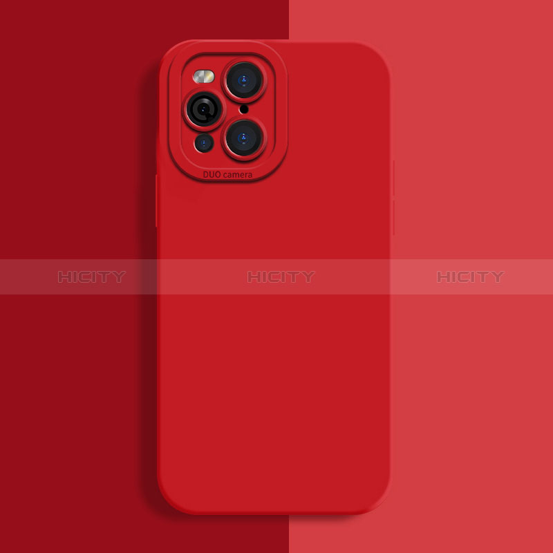 Custodia Silicone Ultra Sottile Morbida 360 Gradi Cover S01 per Oppo Find X3 5G Rosso