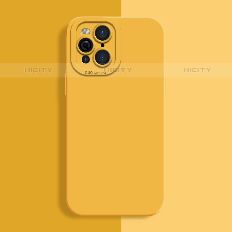 Custodia Silicone Ultra Sottile Morbida 360 Gradi Cover S01 per Oppo Find X3 Pro 5G Giallo