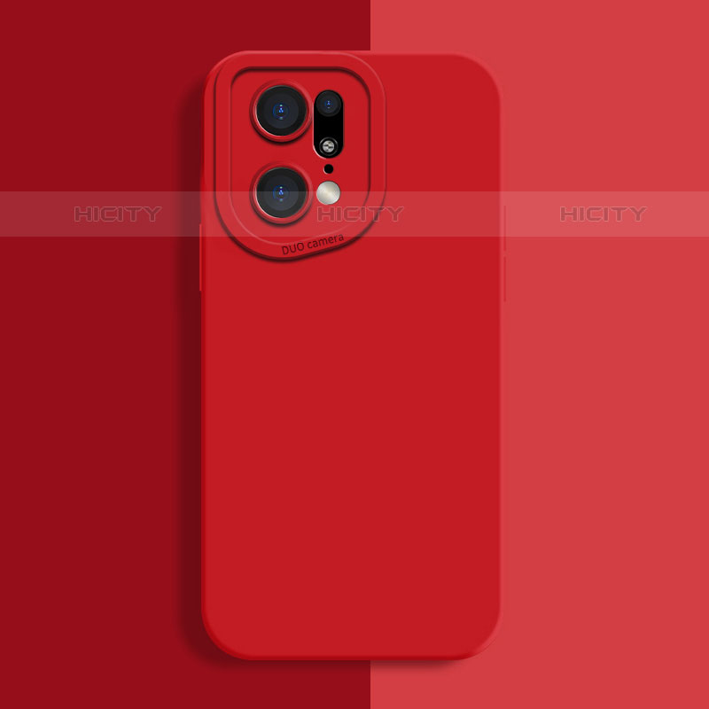 Custodia Silicone Ultra Sottile Morbida 360 Gradi Cover S01 per Oppo Find X5 Pro 5G Rosso