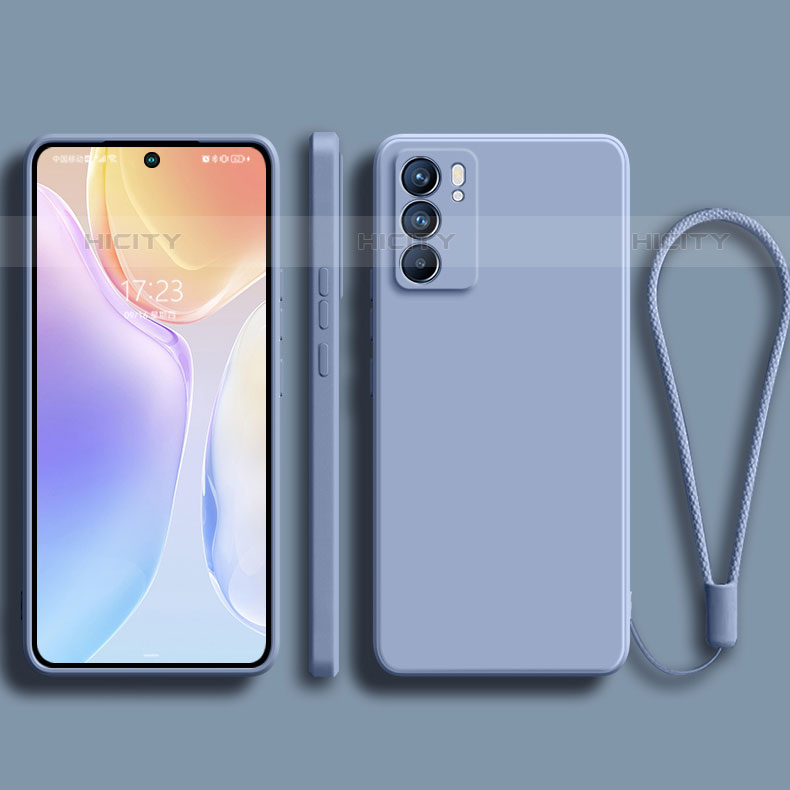 Custodia Silicone Ultra Sottile Morbida 360 Gradi Cover S01 per Oppo Reno6 Pro 5G India Grigio Lavanda