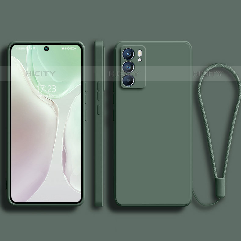 Custodia Silicone Ultra Sottile Morbida 360 Gradi Cover S01 per Oppo Reno6 Pro 5G India Verde Notte