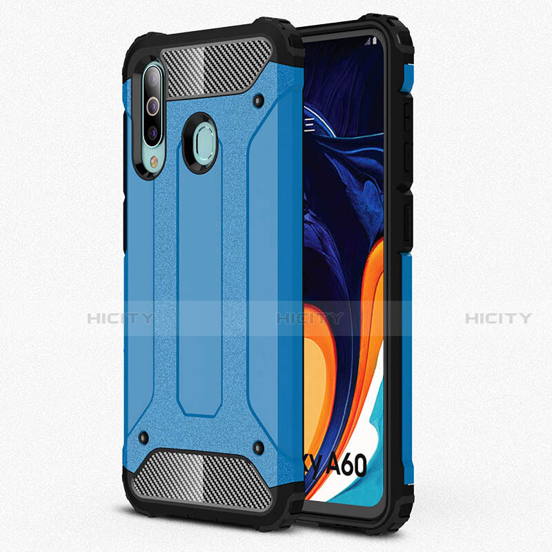 Custodia Silicone Ultra Sottile Morbida 360 Gradi Cover S01 per Samsung Galaxy A60 Cielo Blu