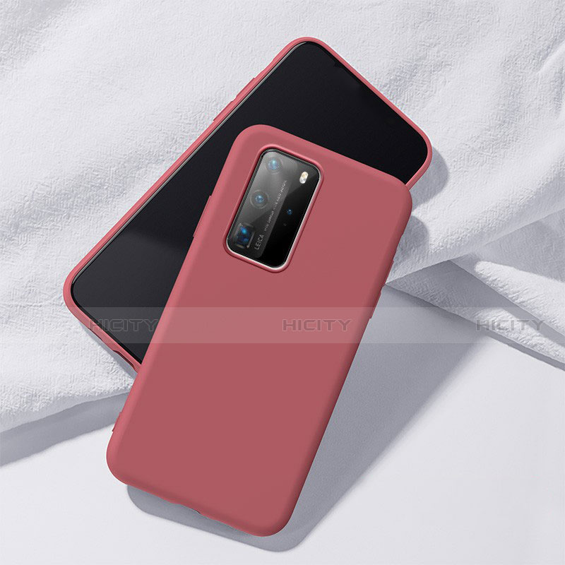 Custodia Silicone Ultra Sottile Morbida 360 Gradi Cover S02 per Huawei P40 Pro Rosso Rosa