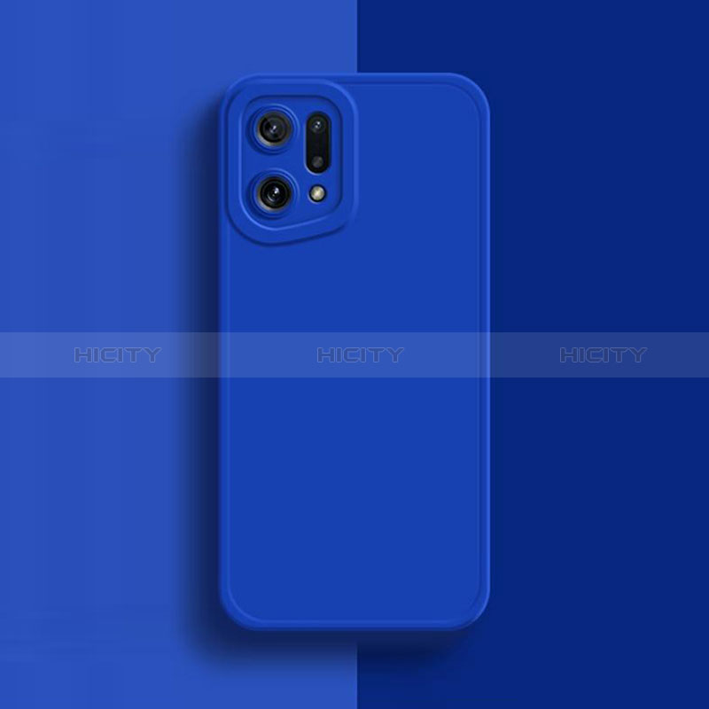 Custodia Silicone Ultra Sottile Morbida 360 Gradi Cover S02 per Oppo Find X5 5G Blu