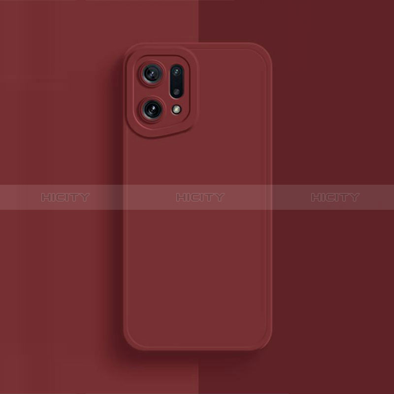 Custodia Silicone Ultra Sottile Morbida 360 Gradi Cover S02 per Oppo Find X5 5G Rosso