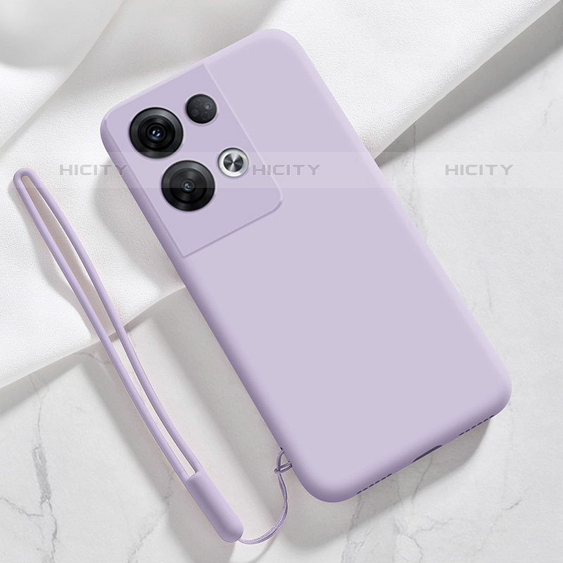 Custodia Silicone Ultra Sottile Morbida 360 Gradi Cover S02 per Oppo Reno8 5G Lavanda