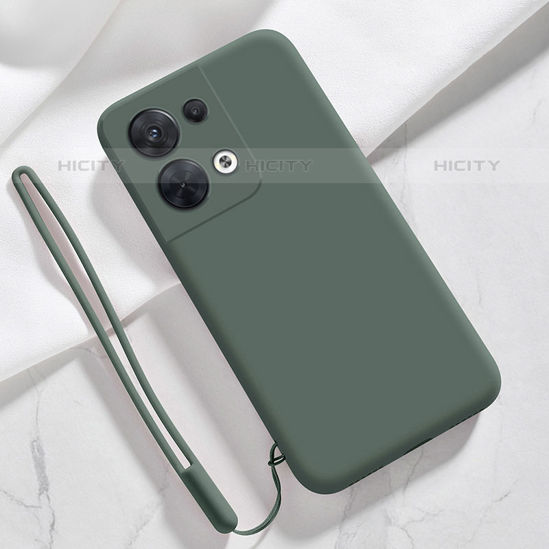 Custodia Silicone Ultra Sottile Morbida 360 Gradi Cover S02 per Oppo Reno8 5G Verde Notte