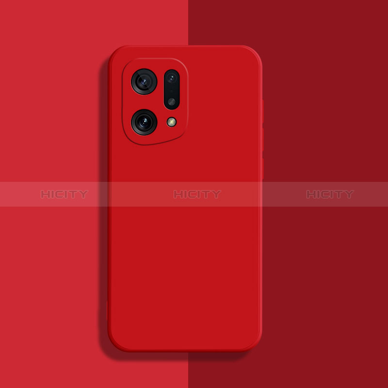 Custodia Silicone Ultra Sottile Morbida 360 Gradi Cover S03 per Oppo Find X5 5G Rosso