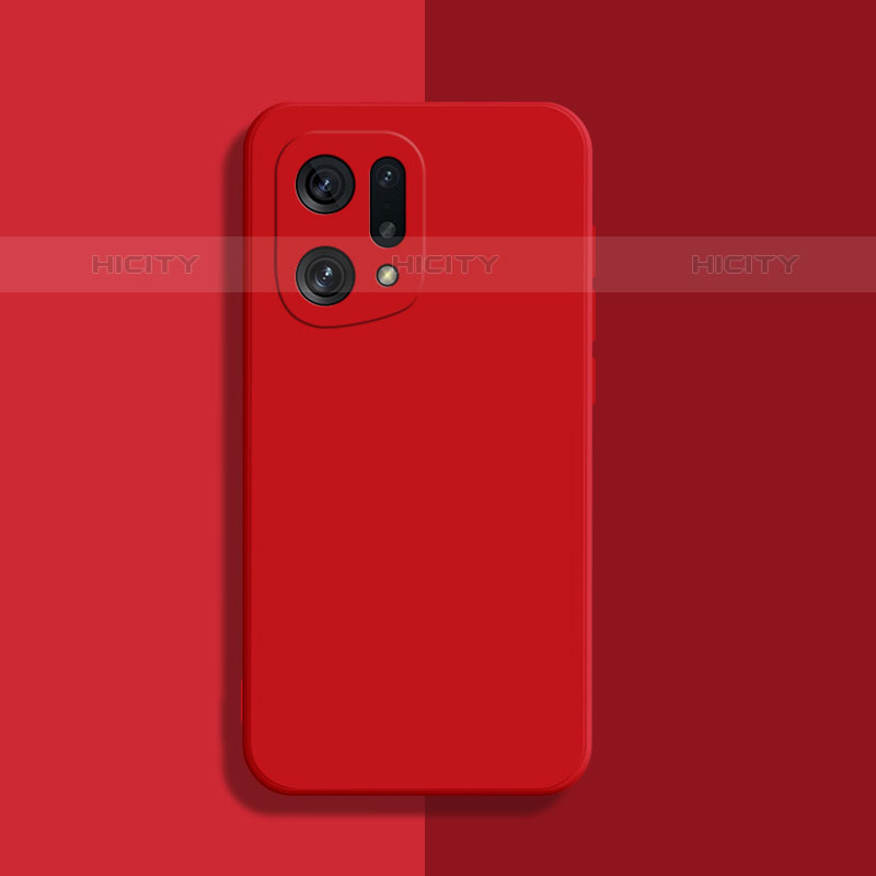 Custodia Silicone Ultra Sottile Morbida 360 Gradi Cover S03 per Oppo Find X5 Pro 5G Rosso