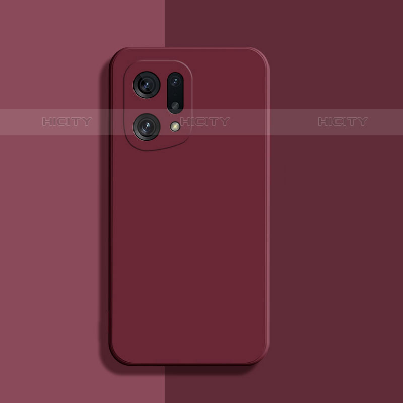 Custodia Silicone Ultra Sottile Morbida 360 Gradi Cover S03 per Oppo Find X5 Pro 5G Rosso Rosa