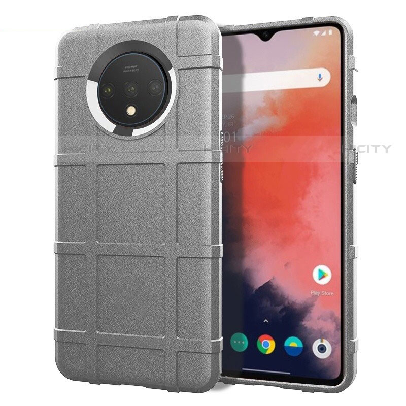 Custodia Silicone Ultra Sottile Morbida 360 Gradi Cover S04 per OnePlus 7T Argento