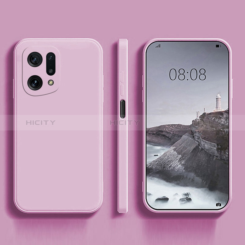 Custodia Silicone Ultra Sottile Morbida 360 Gradi Cover S04 per Oppo Find X5 5G Lavanda