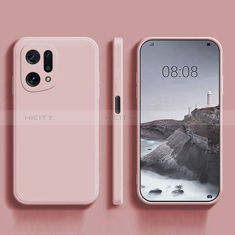 Custodia Silicone Ultra Sottile Morbida 360 Gradi Cover S04 per Oppo Find X5 5G Rosa