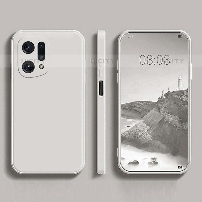 Custodia Silicone Ultra Sottile Morbida 360 Gradi Cover S04 per Oppo Find X5 Pro 5G Bianco