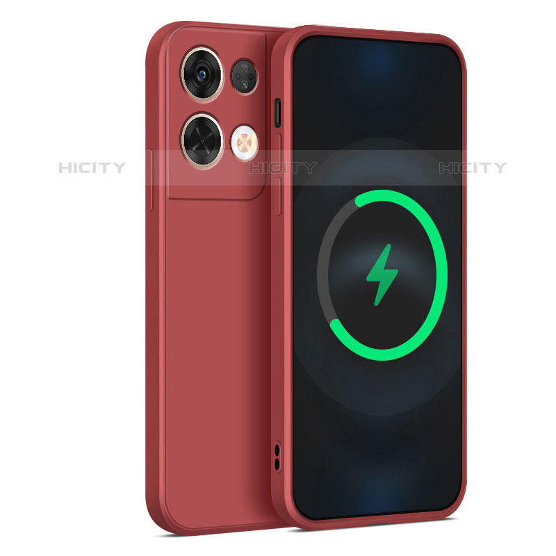 Custodia Silicone Ultra Sottile Morbida 360 Gradi Cover S04 per Oppo Reno8 Pro 5G Rosso