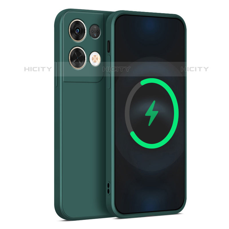 Custodia Silicone Ultra Sottile Morbida 360 Gradi Cover S04 per Oppo Reno8 Pro 5G Verde Notte