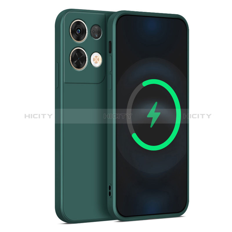 Custodia Silicone Ultra Sottile Morbida 360 Gradi Cover S04 per Oppo Reno9 Pro+ Plus 5G Verde Notte