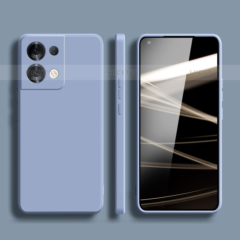 Custodia Silicone Ultra Sottile Morbida 360 Gradi Cover S06 per Oppo Reno8 Pro 5G Grigio Lavanda