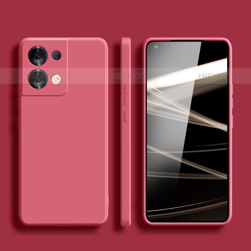 Custodia Silicone Ultra Sottile Morbida 360 Gradi Cover S06 per Oppo Reno8 Pro 5G Rosa Caldo