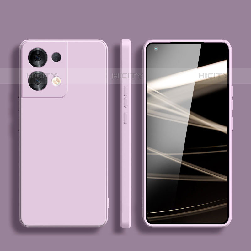 Custodia Silicone Ultra Sottile Morbida 360 Gradi Cover S06 per Oppo Reno8 Pro+ Plus 5G Lavanda