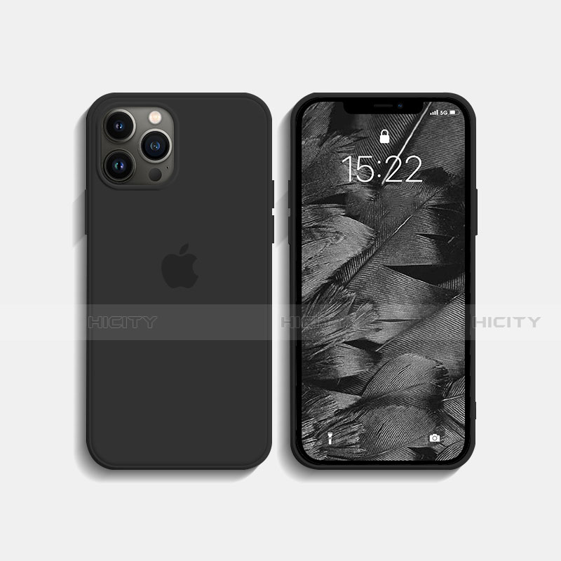 Custodia Silicone Ultra Sottile Morbida 360 Gradi Cover S08 per Apple iPhone 13 Pro Max Nero