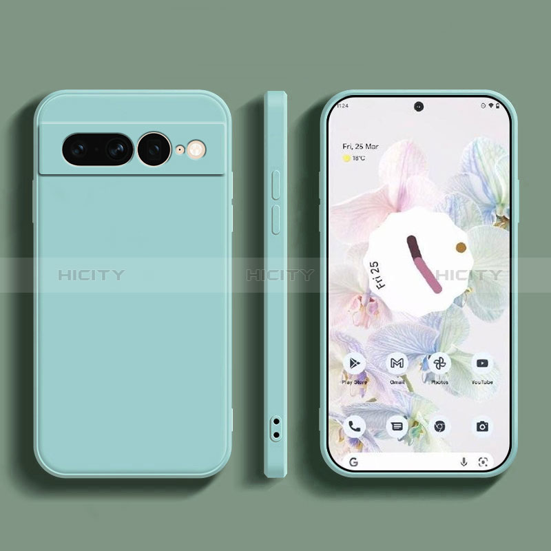 Custodia Silicone Ultra Sottile Morbida 360 Gradi Cover YK1 per Google Pixel 7 Pro 5G Azzurro