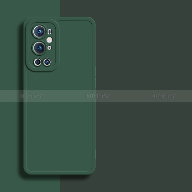 Custodia Silicone Ultra Sottile Morbida 360 Gradi Cover YK1 per OnePlus 9 Pro 5G Verde Notte