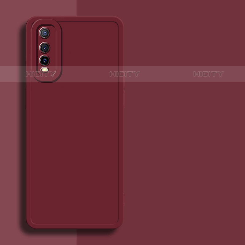 Custodia Silicone Ultra Sottile Morbida 360 Gradi Cover YK1 per Vivo Y70S 5G Rosso