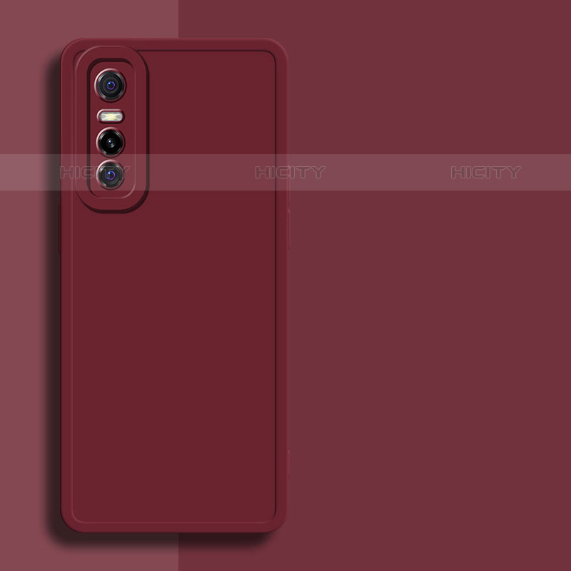 Custodia Silicone Ultra Sottile Morbida 360 Gradi Cover YK1 per Vivo Y73s 5G Rosso