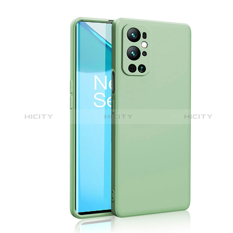 Custodia Silicone Ultra Sottile Morbida 360 Gradi Cover YK2 per OnePlus 9 Pro 5G Verde Pastello